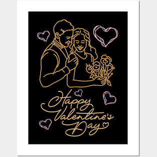 Happy Valentine`s Day.Couple in love Posters and Art